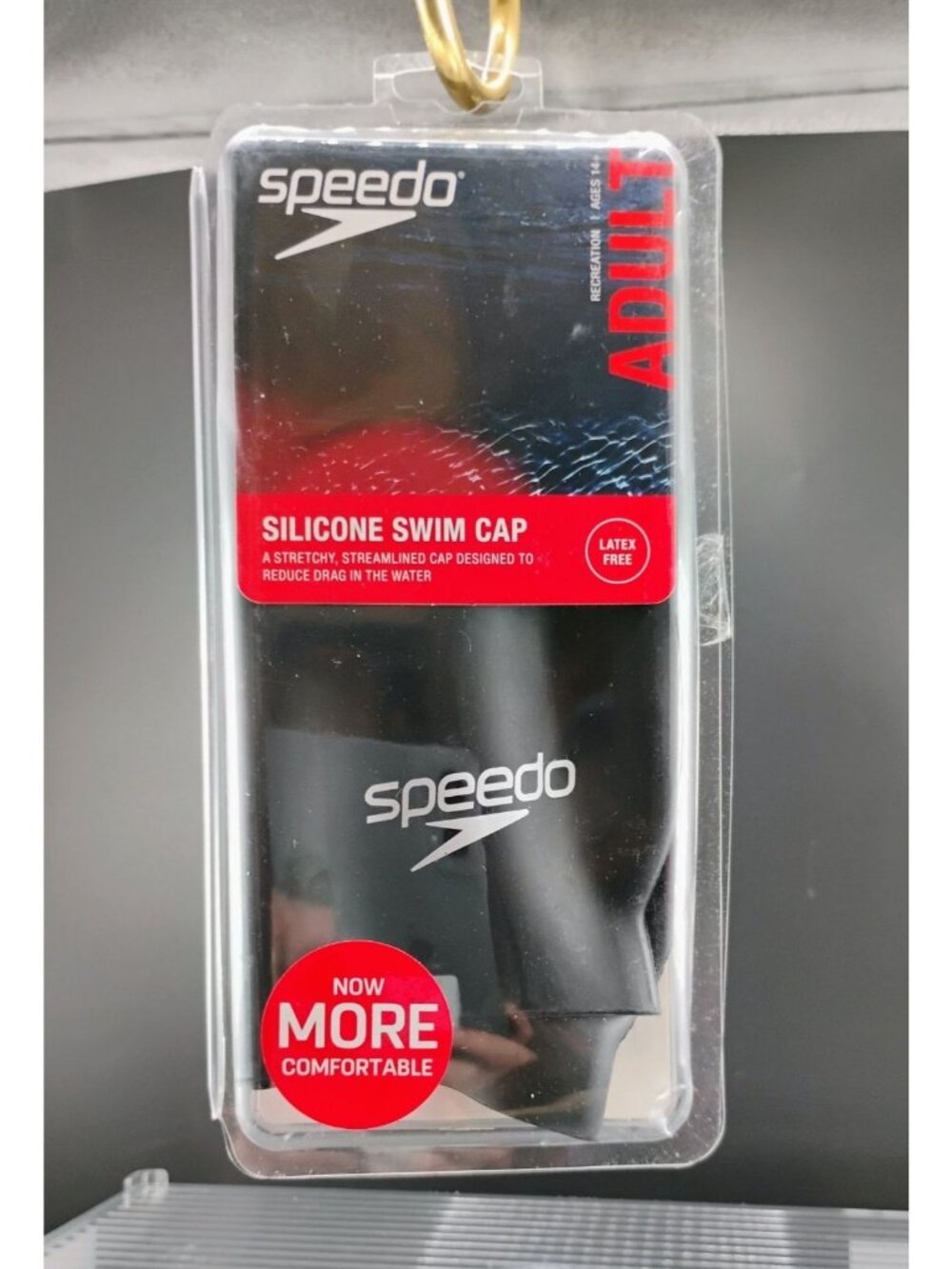 Speedo Adult Silicone Swim Cap Latex-Free Durable Black Design